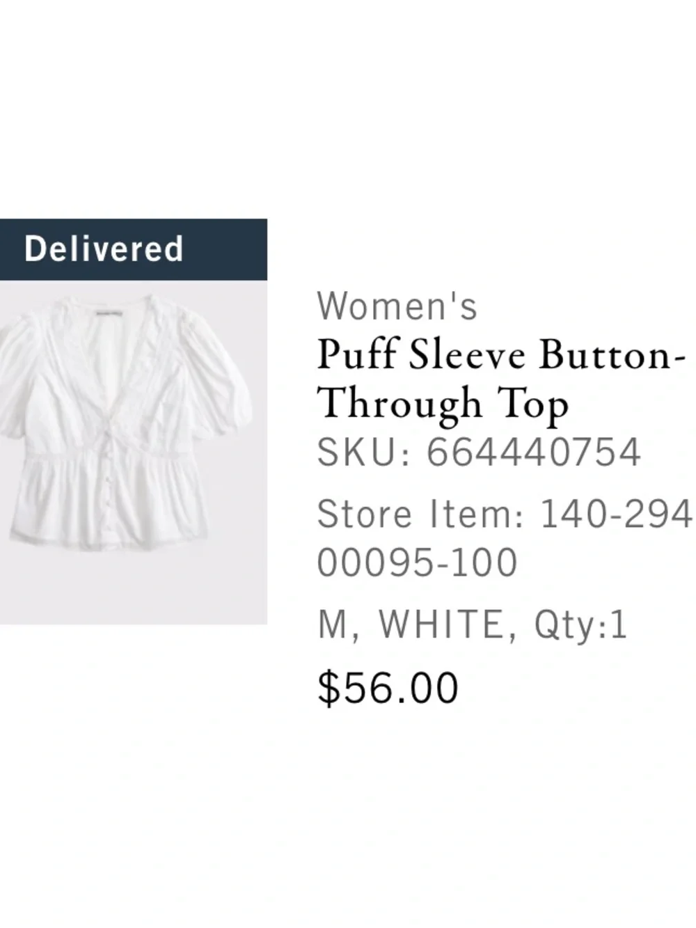 Abercrombie & Fitch White V-Neck Peasant Blouse